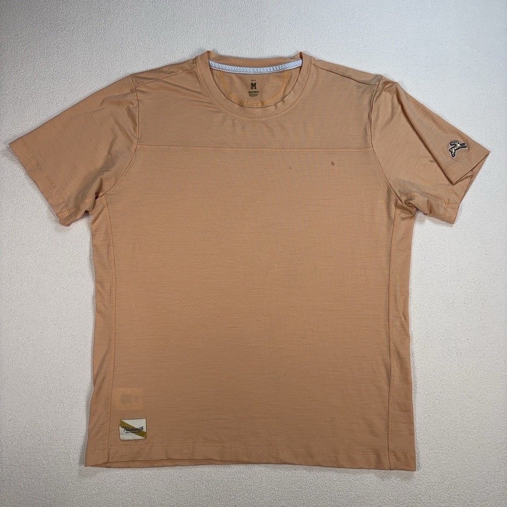 Tracksmith Merino Wool T-Shirt Men's M Beige Base Layer Stretch Running *STAIN*